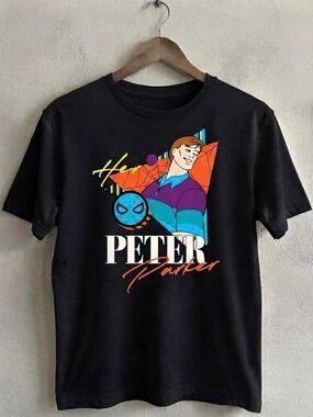 Men's Black Graphic Peter Parker Shirt